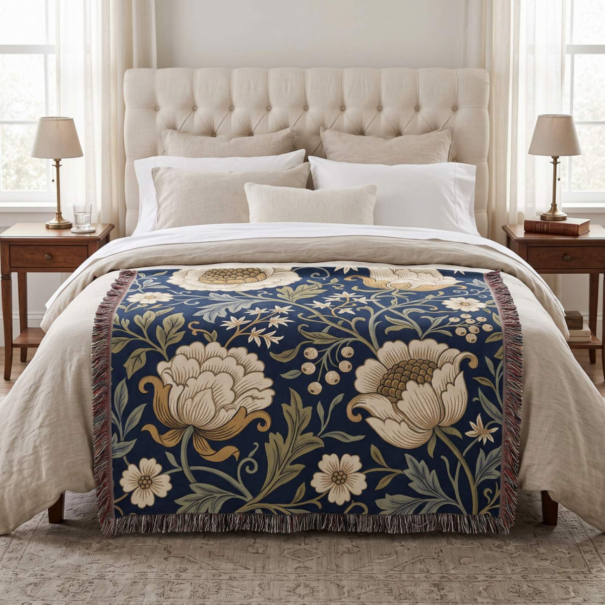 Heritage Bloom Woven Blanket - ZumBuys