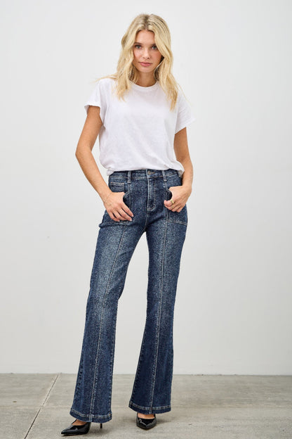 High Rise Boot Cut With Seam Detail - ZumBuys