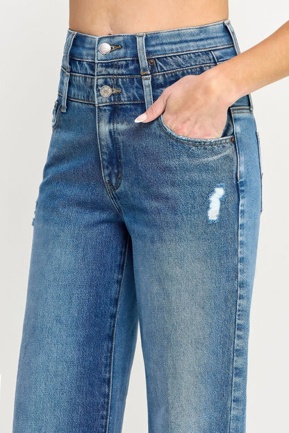 High Rise Double Waist Wide Leg - ZumBuys