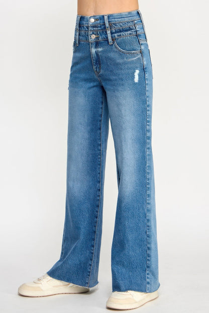 High Rise Double Waist Wide Leg - ZumBuys