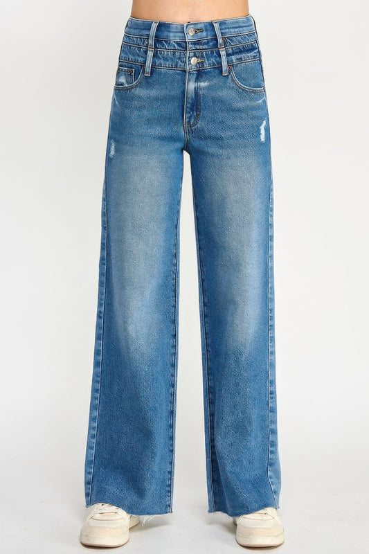 High Rise Double Waist Wide Leg - ZumBuys