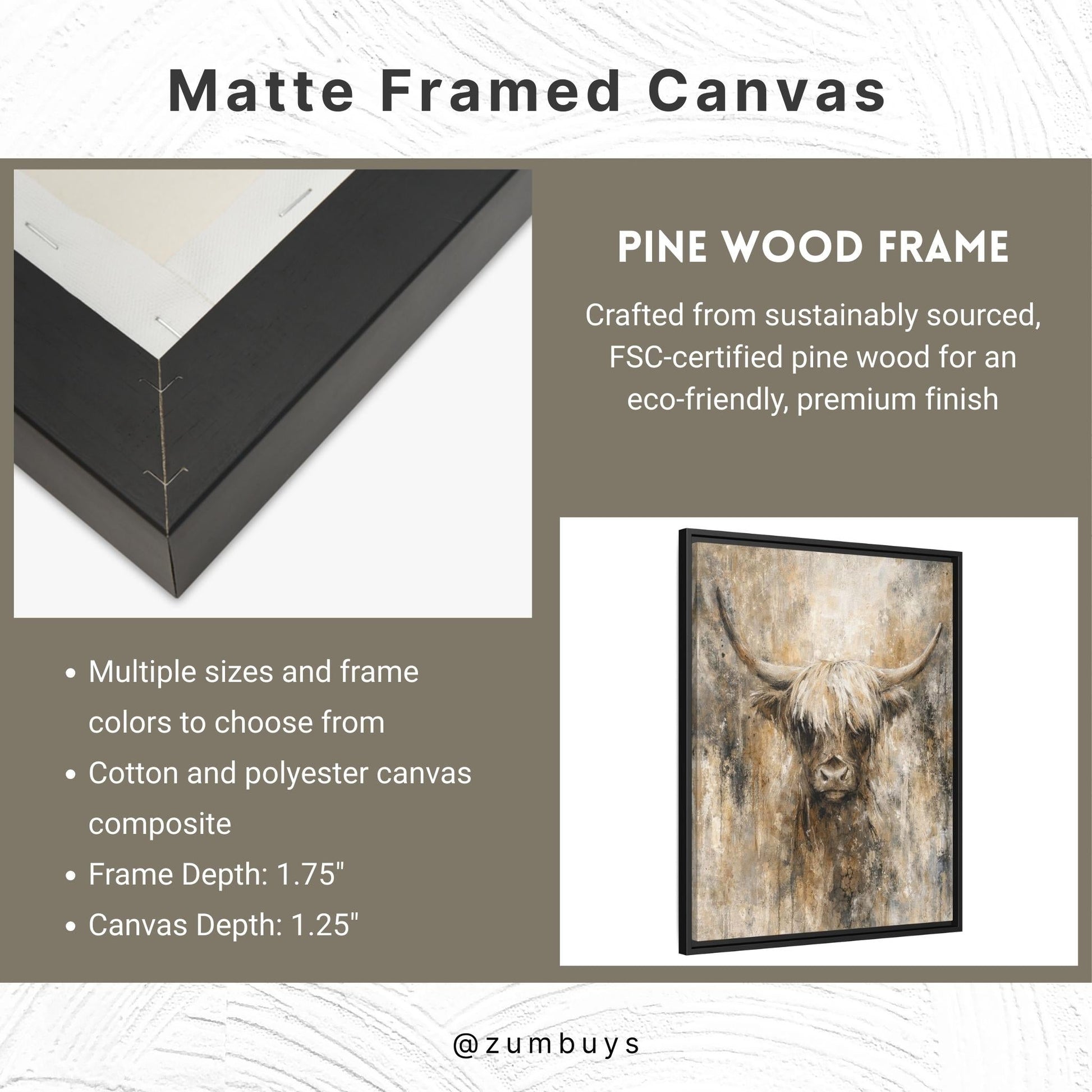 Highland Stillness Matte Canvas, Framed (Multi - color) - ZumBuys