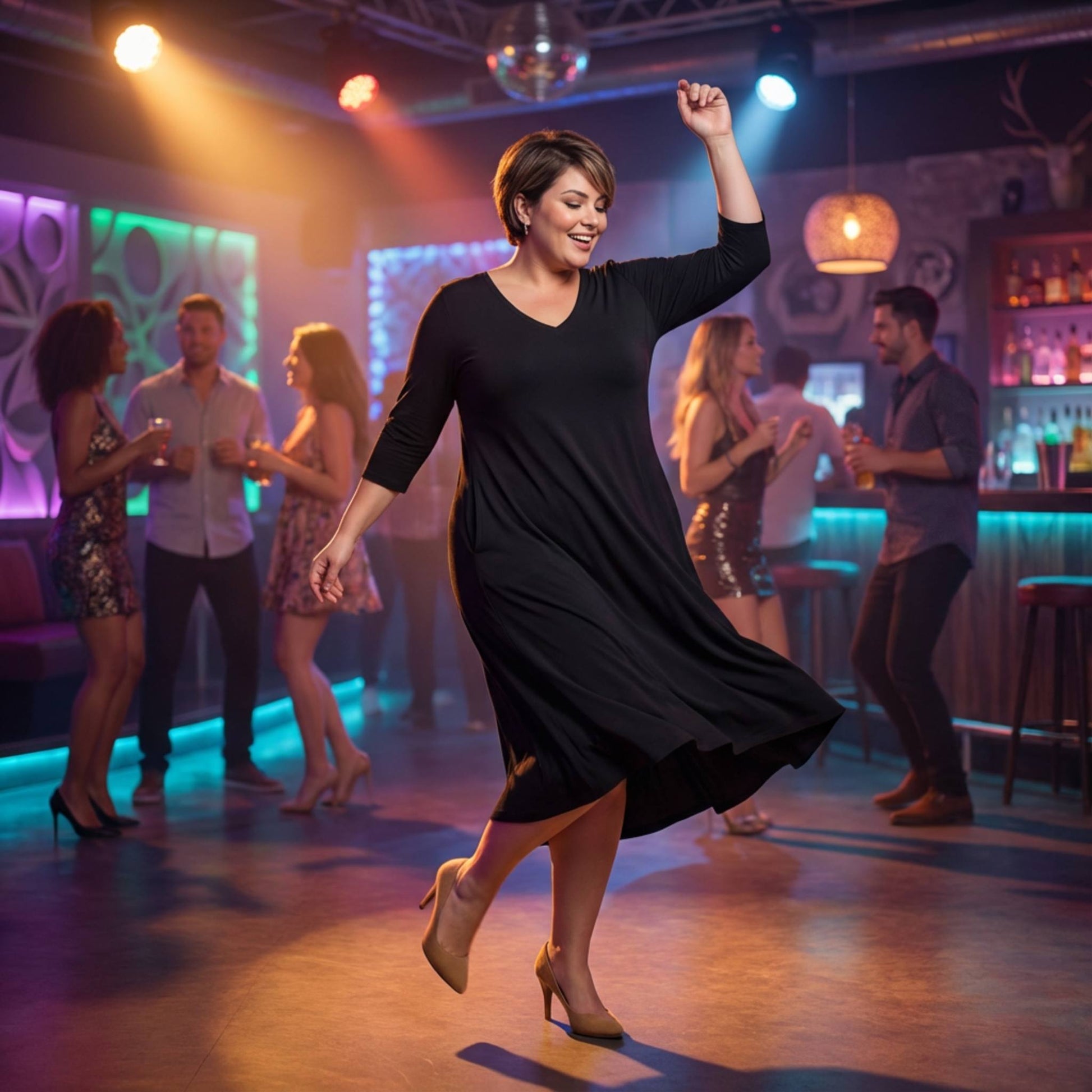 Hit V - neck Long Dress W/pocket - ZumBuys