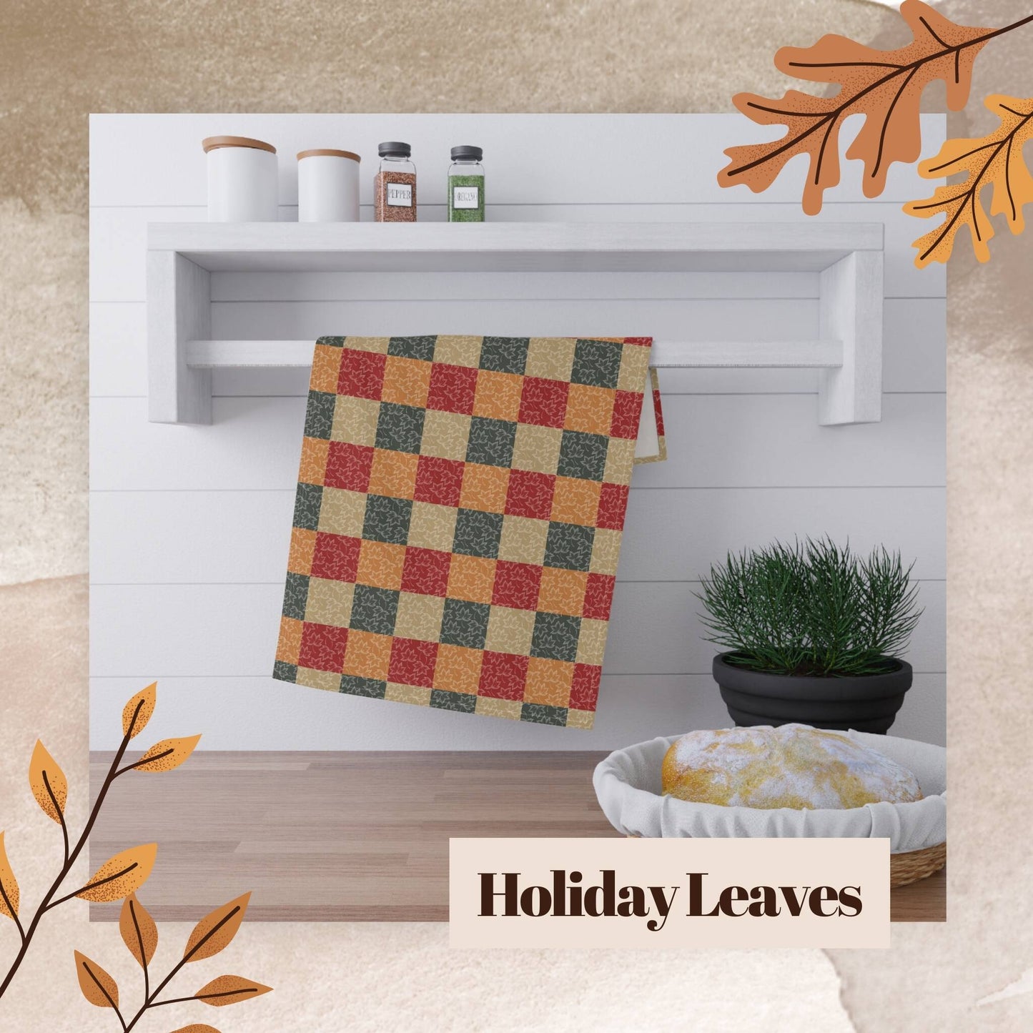 Holiday Leaves Tea Towels (cotton, poly) - ZumBuys