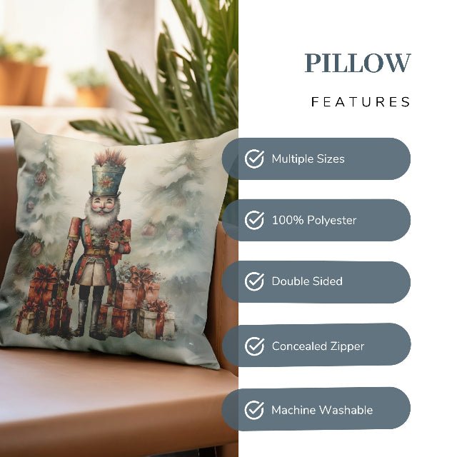 Holiday Nutcracker Cheer Square Pillow Cover - ZumBuys