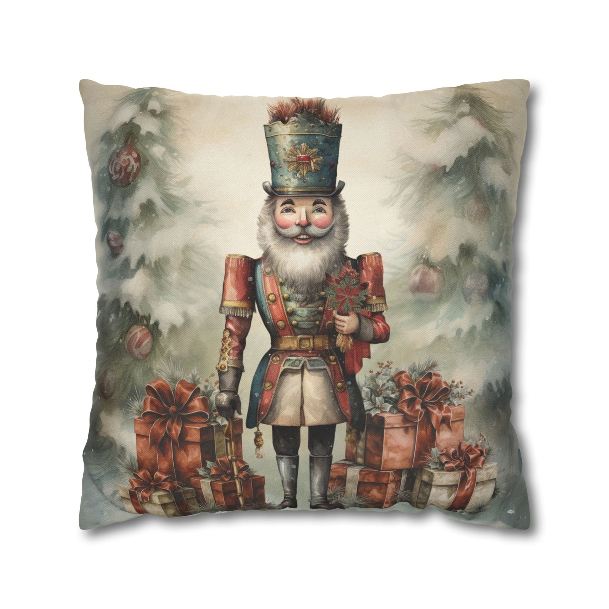 Holiday Nutcracker Cheer Square Pillow Cover - ZumBuys