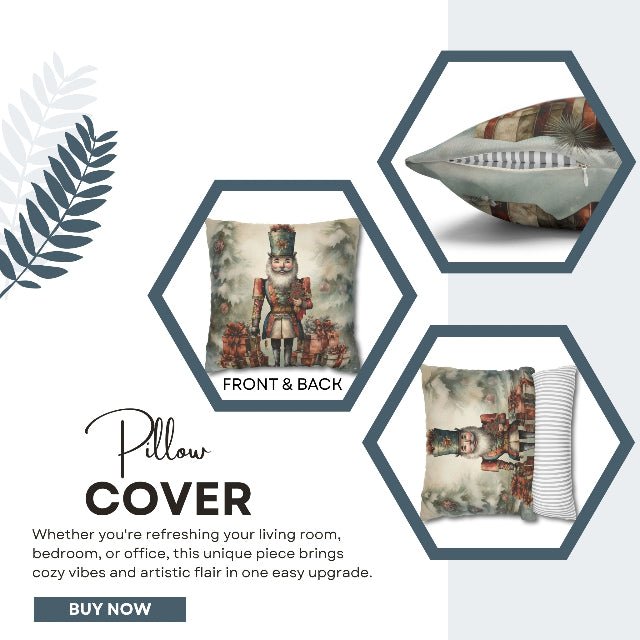 Holiday Nutcracker Cheer Square Pillow Cover - ZumBuys