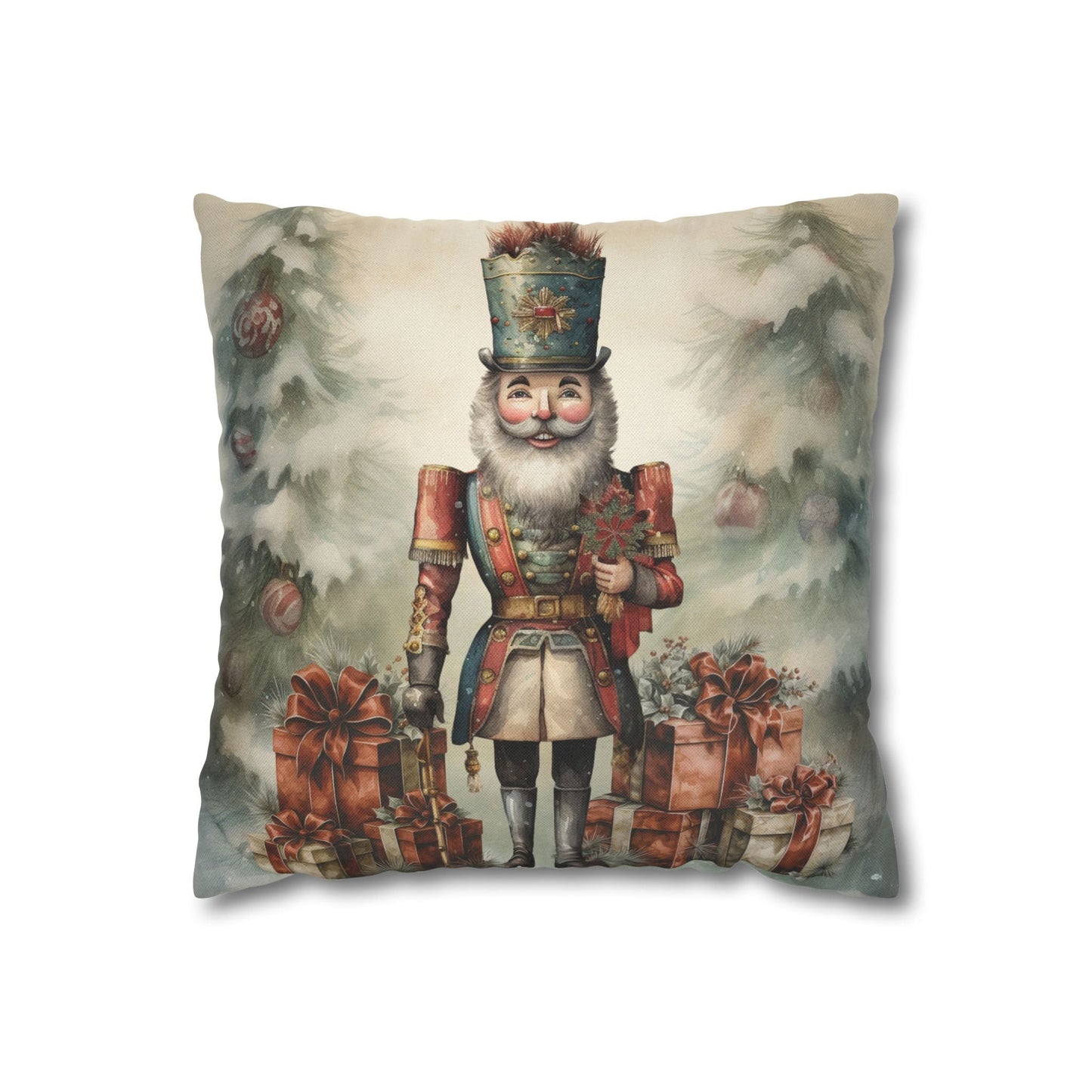 Holiday Nutcracker Cheer Square Pillow Cover - ZumBuys