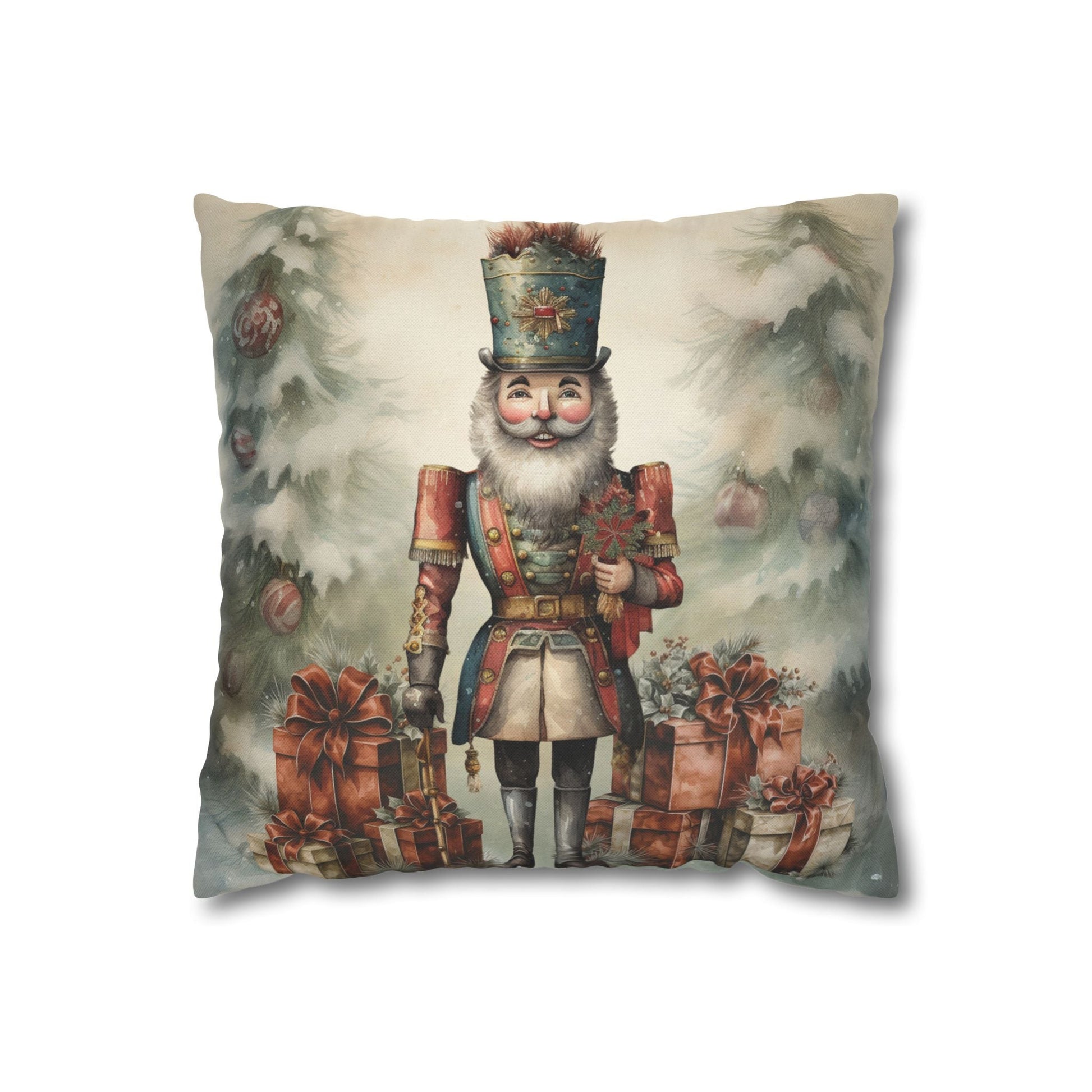 Holiday Nutcracker Cheer Square Pillow Cover - ZumBuys