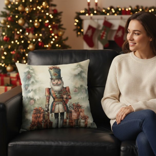 Holiday Nutcracker Cheer Square Pillow Cover - ZumBuys