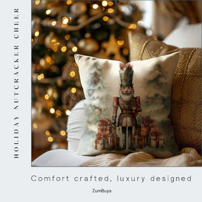 Holiday Nutcracker Cheer Square Pillow Cover - ZumBuys