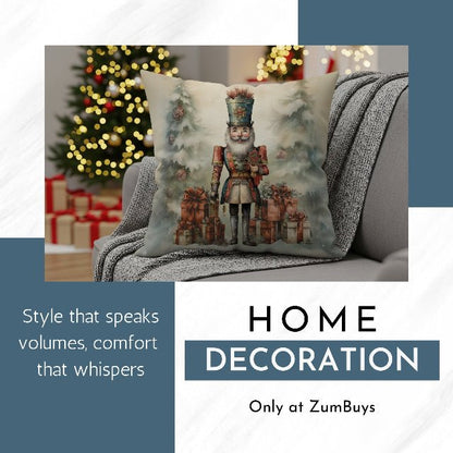 Holiday Nutcracker Cheer Square Pillow Cover - ZumBuys