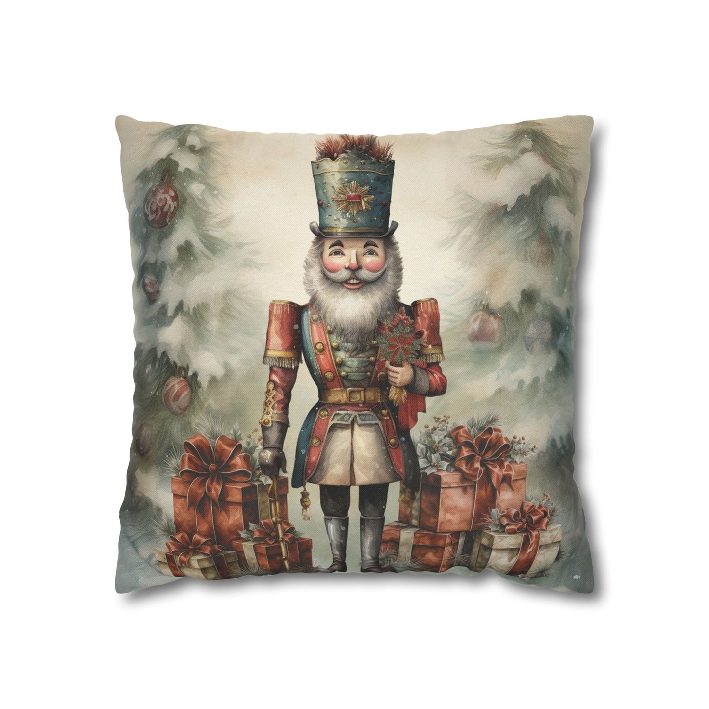 Holiday Nutcracker Cheer Square Pillow Cover - ZumBuys