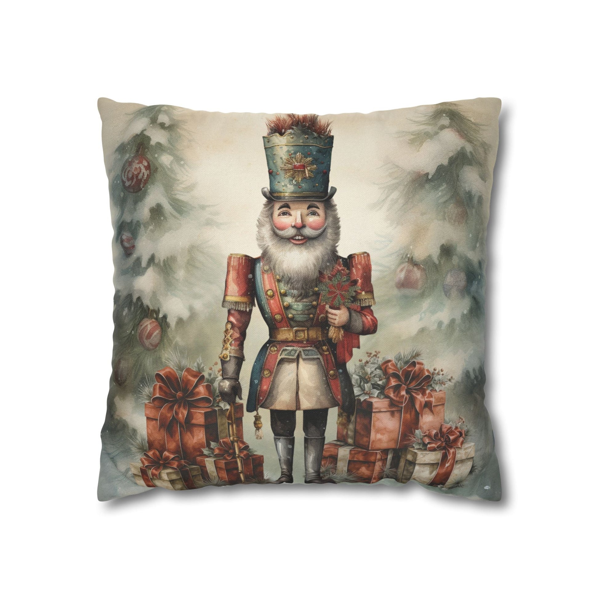 Holiday Nutcracker Cheer Square Pillow Cover - ZumBuys