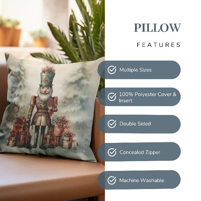 Holiday Nutcracker Cheer Square Pillow - ZumBuys