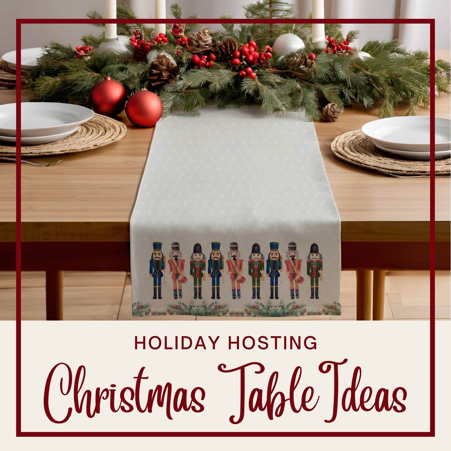 Holiday Nutcrackers Table Runner (Cotton, Poly) - ZumBuys