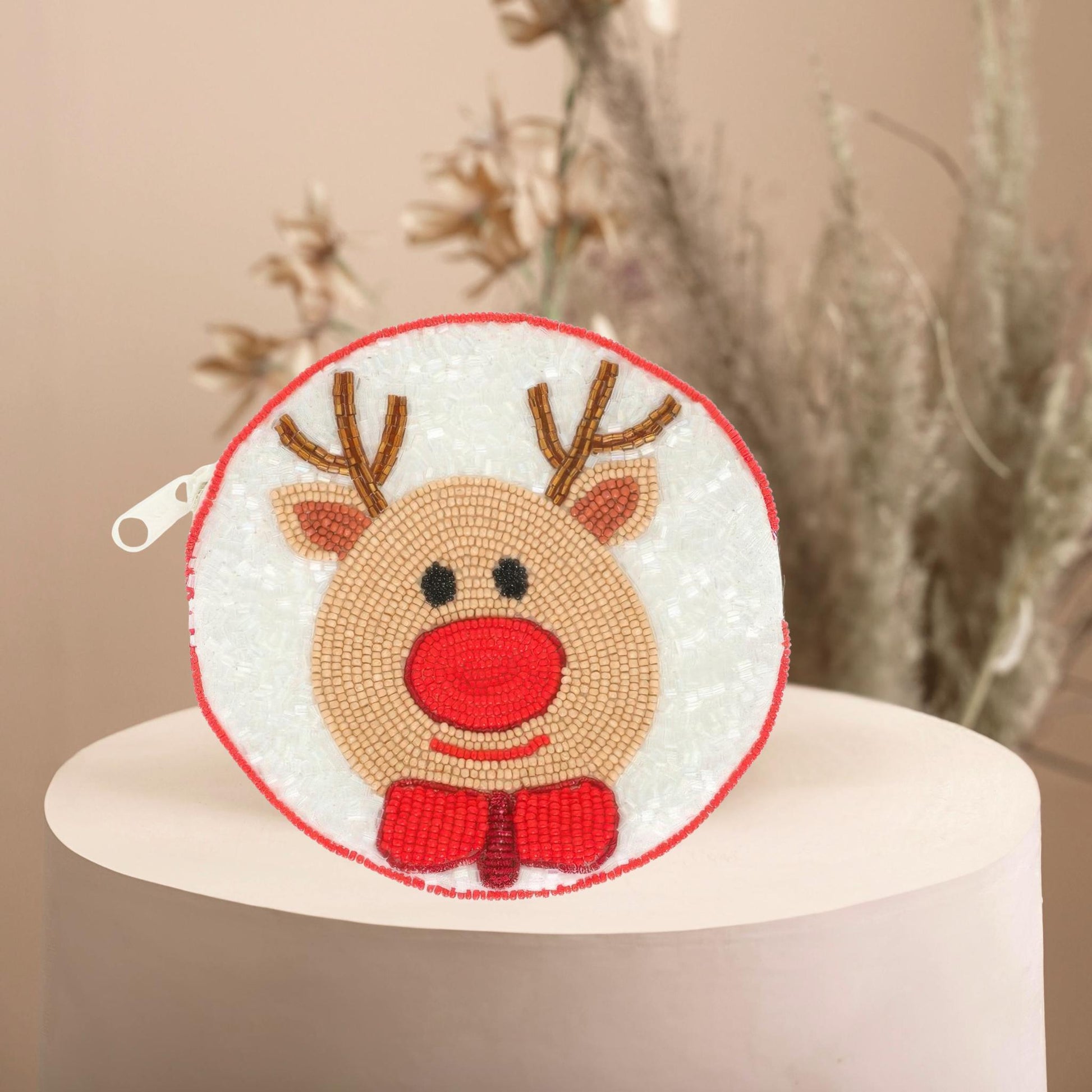 Holiday Theme Seed Beaded Coin Bag - ZumBuys