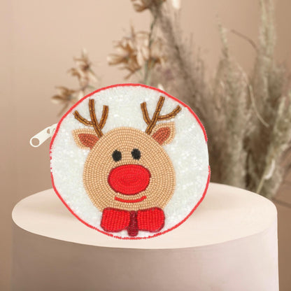 Holiday Theme Seed Beaded Coin Bag - ZumBuys