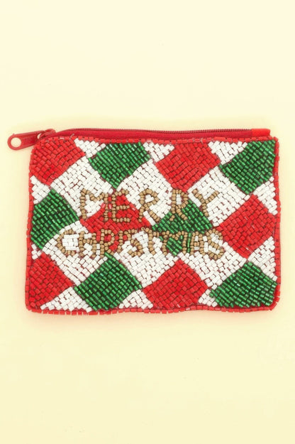 Holiday Theme Seed Beaded Coin Bag - ZumBuys