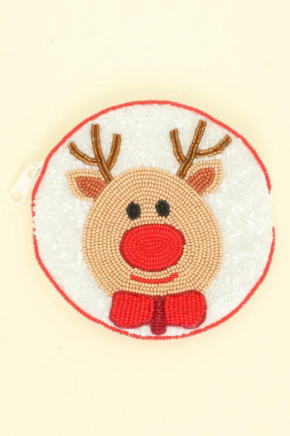 Holiday Theme Seed Beaded Coin Bag - ZumBuys