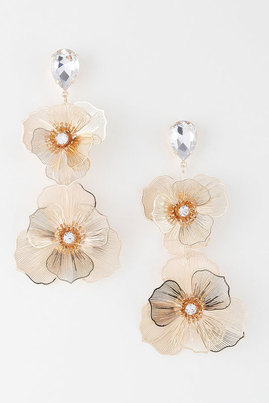 Jewel Flower Teardrop Earrings - ZumBuys