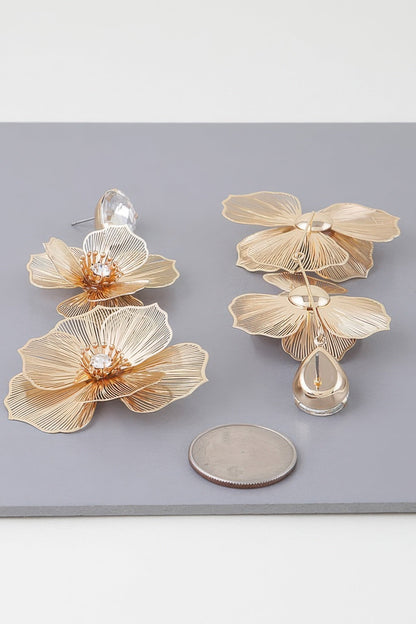 Jewel Flower Teardrop Earrings - ZumBuys