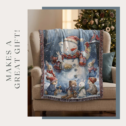 Jolly Snowman and Pals Woven Blanket - ZumBuys