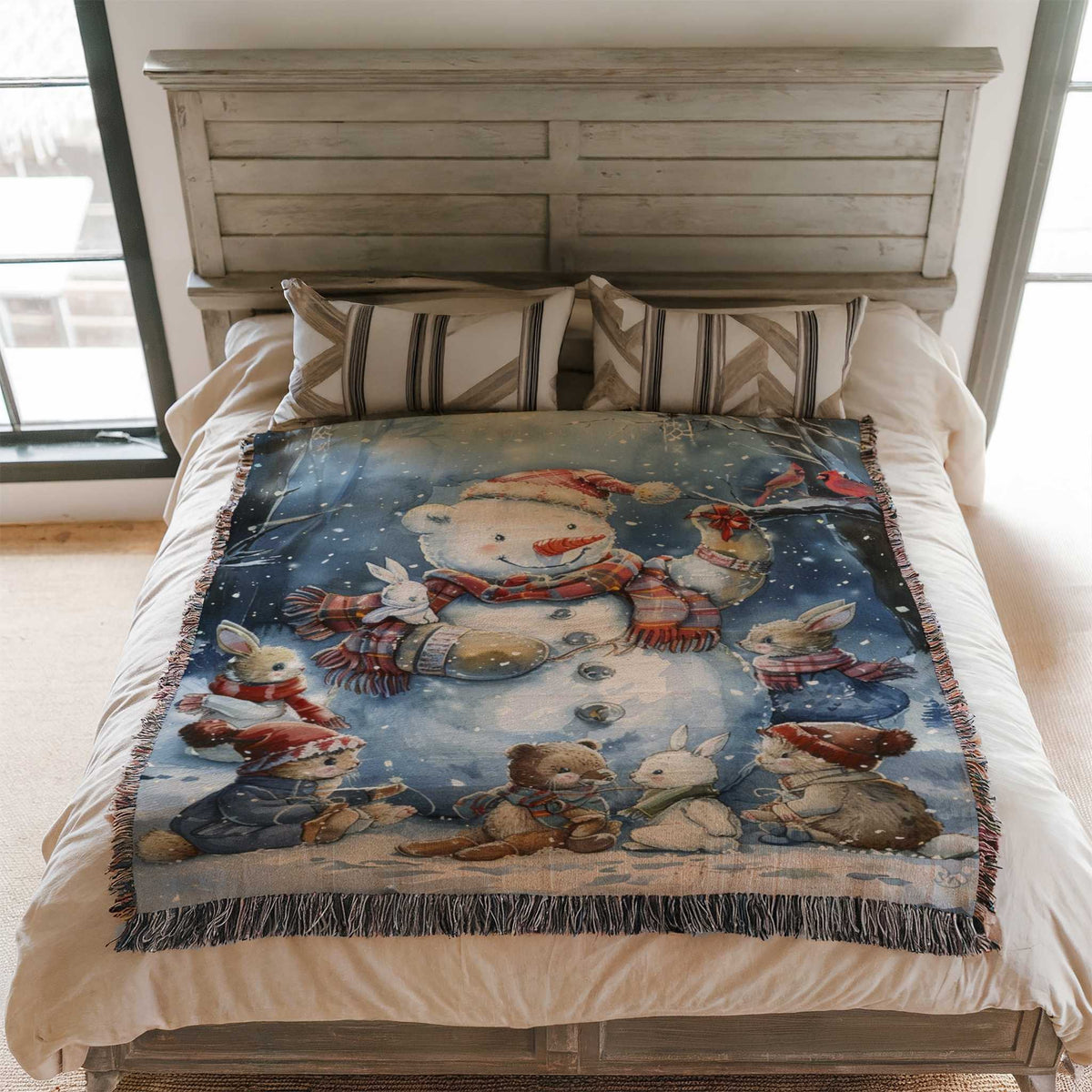 Jolly Snowman and Pals Woven Blanket - ZumBuys