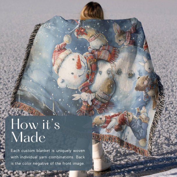 Jolly Snowman and Pals Woven Blankets - ZumBuys