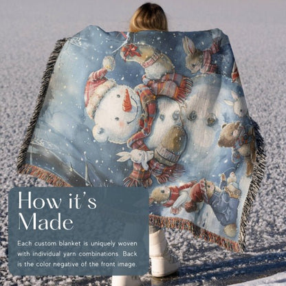 Jolly Snowman and Pals Woven Blankets - ZumBuys