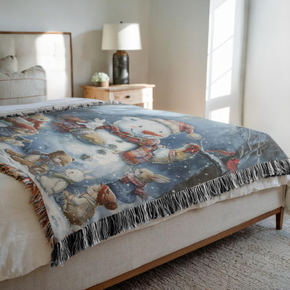 Jolly Snowman and Pals Woven Blankets - ZumBuys