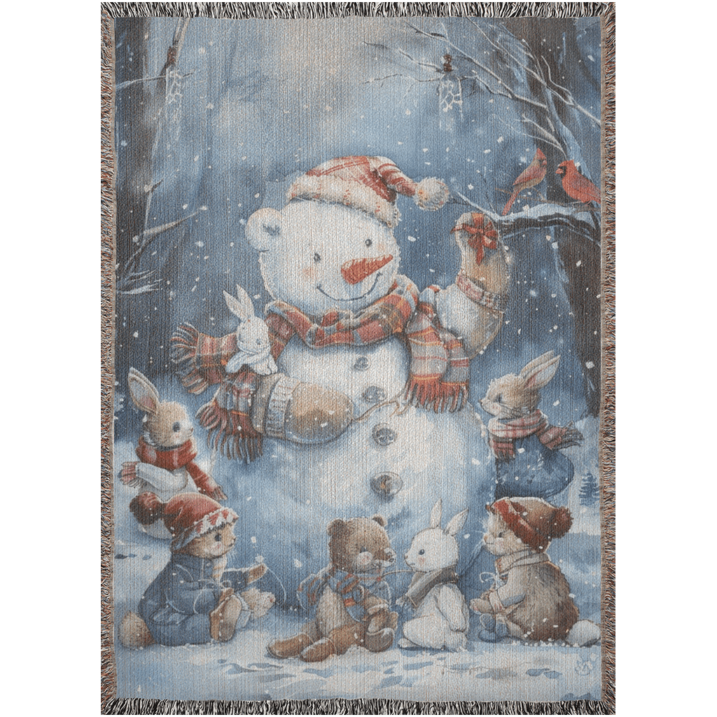 Jolly Snowman and Pals Woven Blankets - ZumBuys