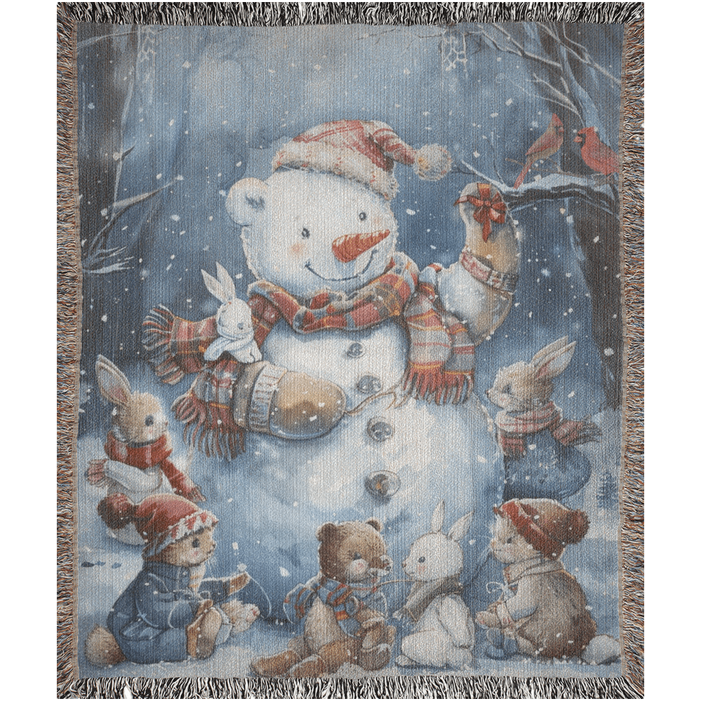 Jolly Snowman and Pals Woven Blankets - ZumBuys