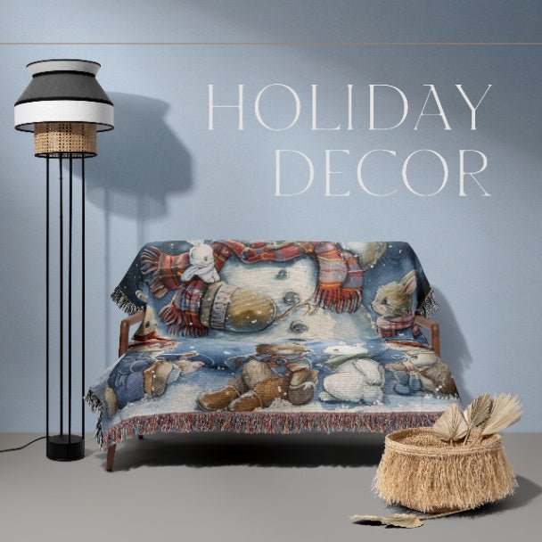 Jolly Snowman and Pals Woven Blankets - ZumBuys