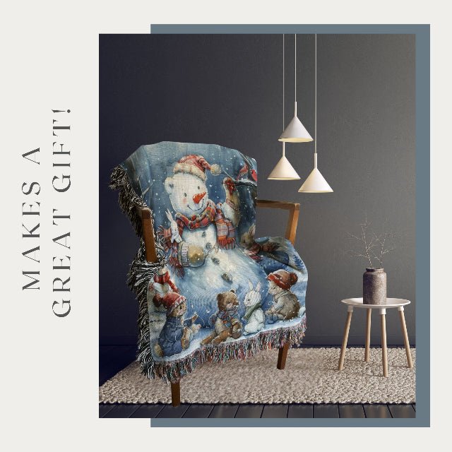 Jolly Snowman and Pals Woven Blankets - ZumBuys