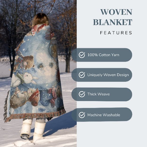 Jolly Snowman and Pals Woven Blankets - ZumBuys