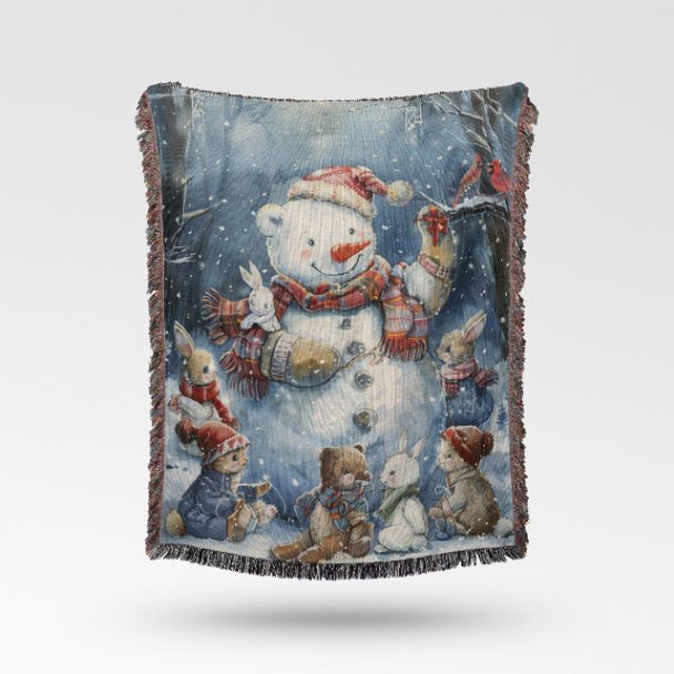 Jolly Snowman and Pals Woven Blankets - ZumBuys