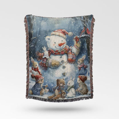 Jolly Snowman and Pals Woven Blankets - ZumBuys