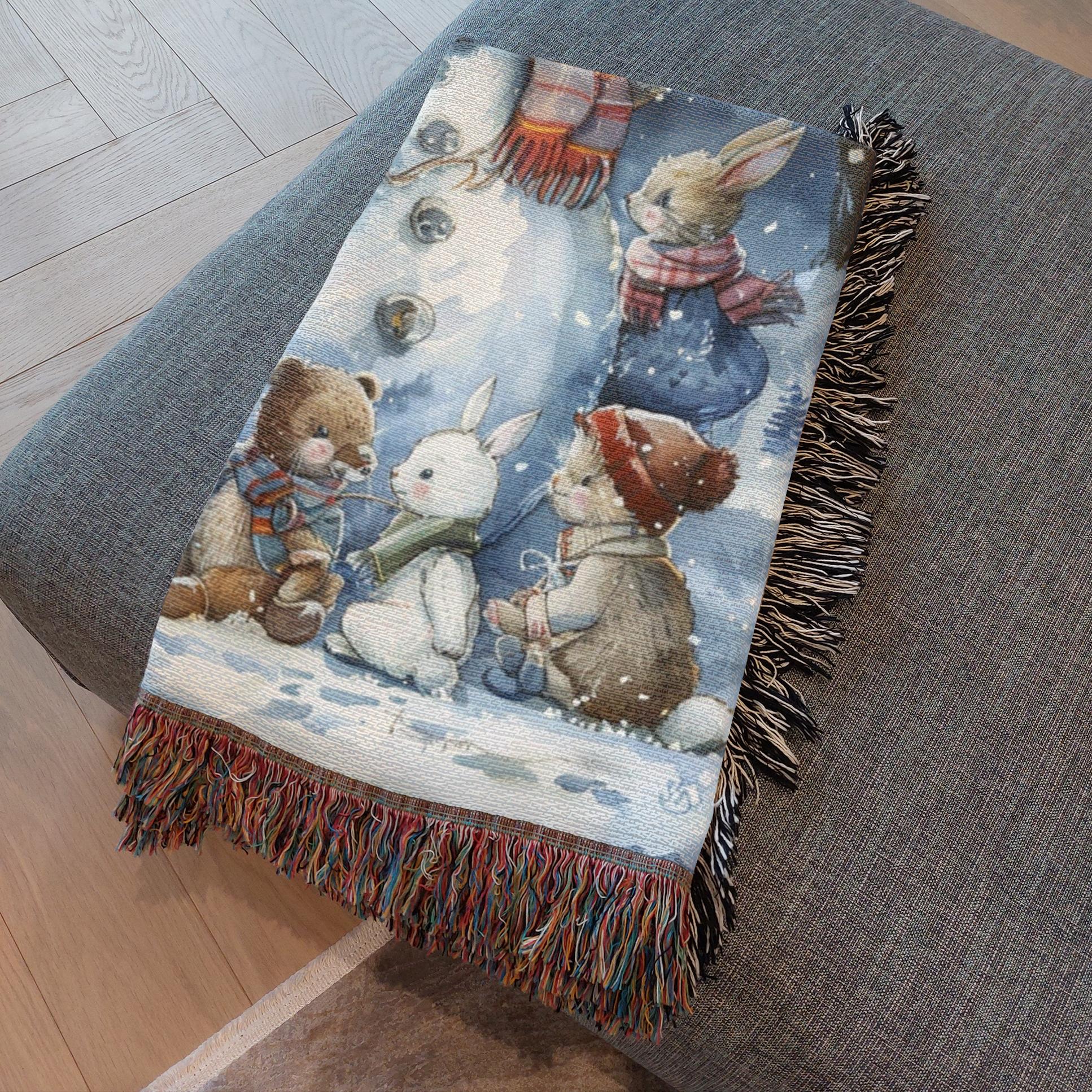 Jolly Snowman and Pals Woven Blankets - ZumBuys