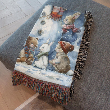 Jolly Snowman and Pals Woven Blankets - ZumBuys