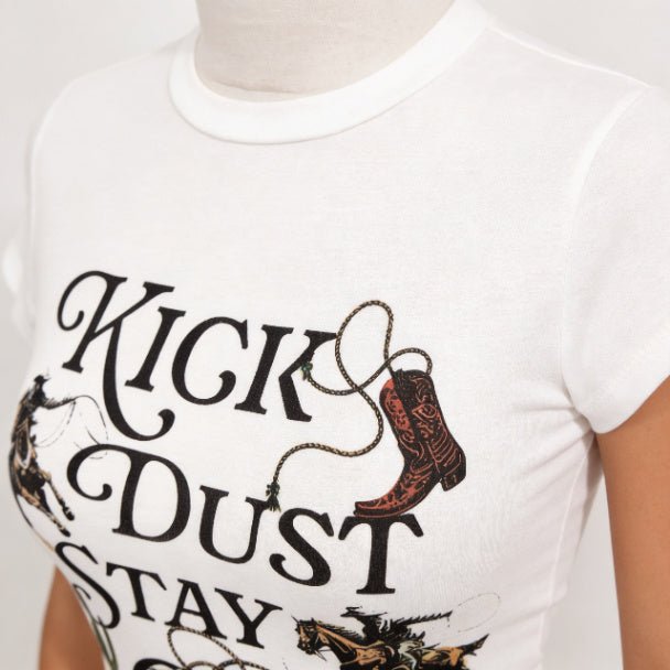 Kick Dust Stay Gold Western Graphic Crop Tee for Women - ZumBuys