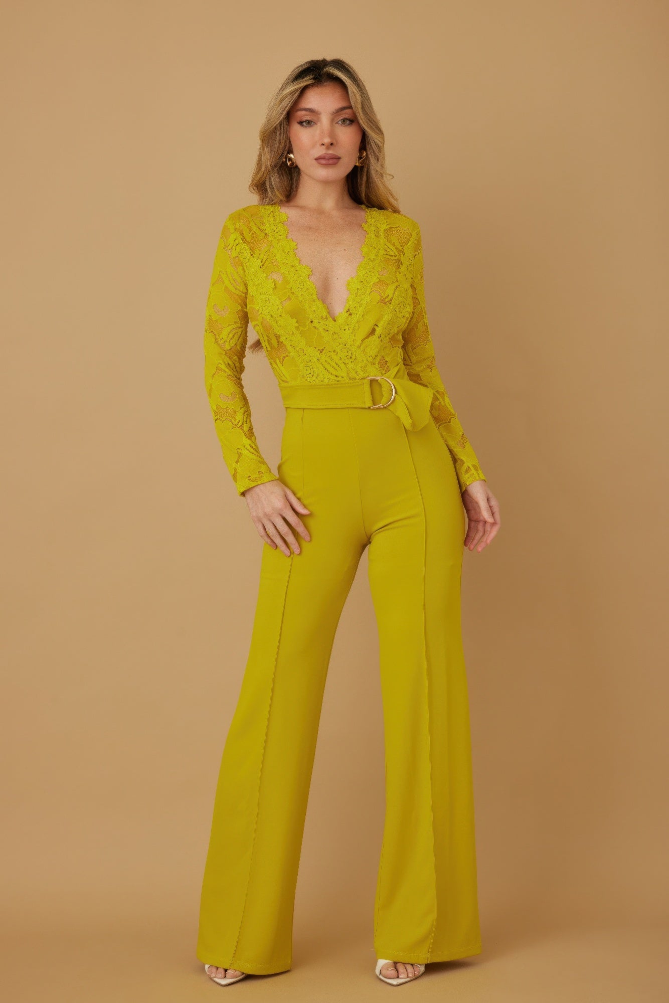 Lace Crochet Long Sleeve Jumpsuit - ZumBuys