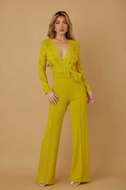 Lace Crochet Long Sleeve Jumpsuit - ZumBuys