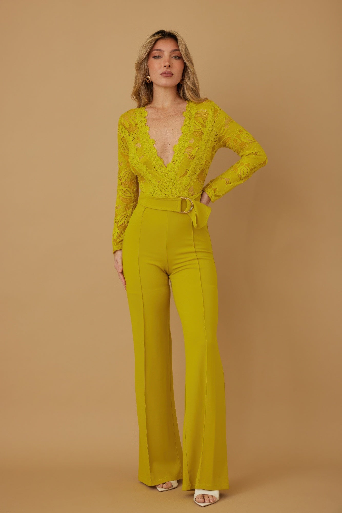 Lace Crochet Long Sleeve Jumpsuit - ZumBuys