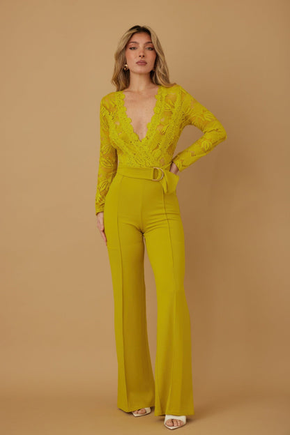 Lace Crochet Long Sleeve Jumpsuit - ZumBuys