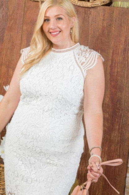 Lace Crochet Mini Raglan Dress With Zipper Back - ZumBuys