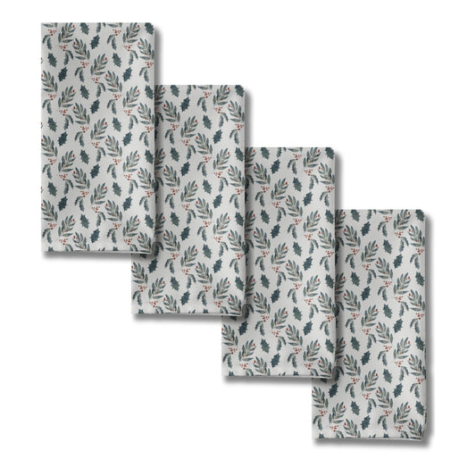 Leaves and Holly Cloth Napkins (4PK) - ZumBuys