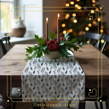 Leaves and Holly Table Runner (Cotton, Poly) - ZumBuys