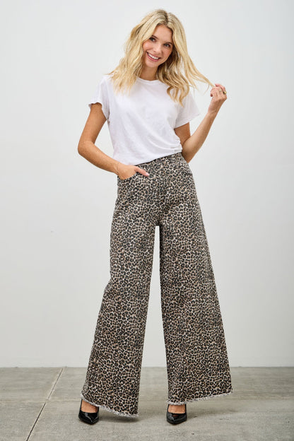 Leopard Super High Rise Wide Leg With Stretch - ZumBuys