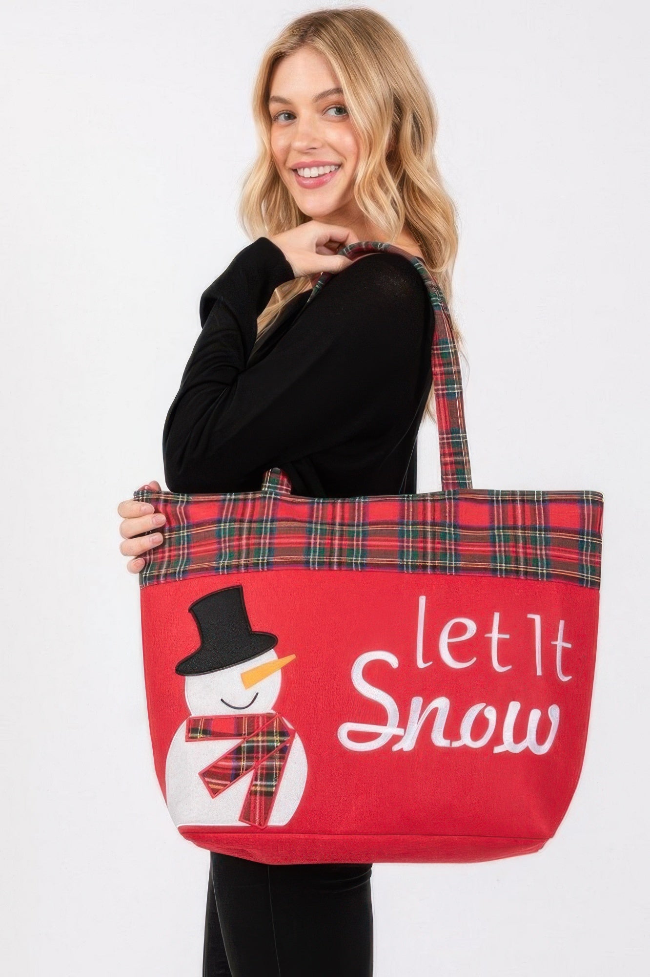 Let It Snow Letter Snowman Christmas Tote Bag - ZumBuys